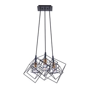 Chandelier à 3 lumières Artistry AC11118 d'Artcraft Lighting, 27,75 po x 12 po, noir mat/laiton