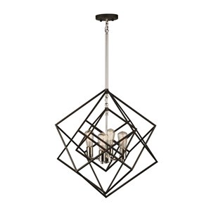 Artcraft Lighting Artistry AC11114PN 4-Light Chandelier - 24-in x 26-in - Polished Nickel/Matt Black