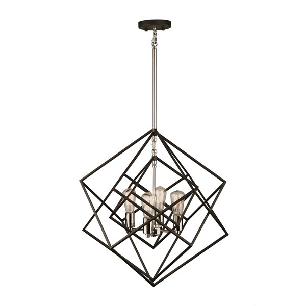 Chandelier à 4 lumières Artistry AC11114PN d'Artcraft Lighting, 24 po x 26 po, nickel poli/noir mat