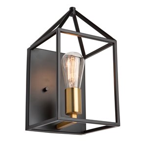 Applique murale à 1 lumière Twilight SC13070 d'Artcraft Lighting, 12 po, noir mat/laiton