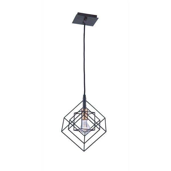 Artcraft Lighting Artistry AC11117 1-Light Pendant - 9.75-in x 11.25-in - Matte Black/Harvest Brass