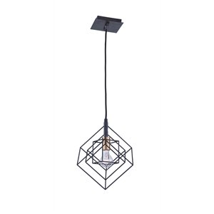 Artcraft Lighting Artistry AC11117 1-Light Pendant - 9.75-in x 11.25-in - Matte Black/Harvest Brass