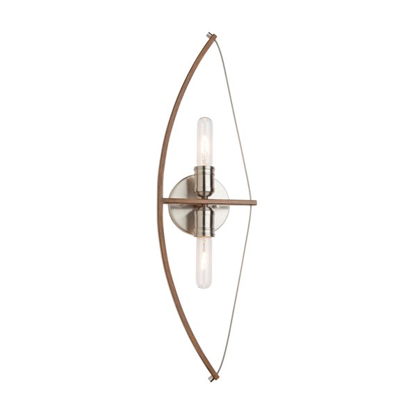 Artcraft Lighting Arco AC11485 2-Bulb Wall Light - 27-in - Faux Wood/Brushed Nickel