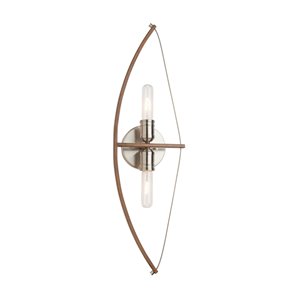 Applique murale à 2 lumières Arco AC11485 d'Artcraft Lighting, 27 po, faux bois/nickel brossé