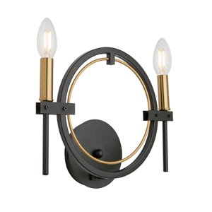 Applique murale à 2 lumières Anglesey AC11452 d'Artcraft Lighting, 10 po, noir mat/laiton