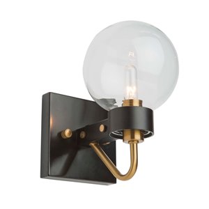 Artcraft Lighting Chelton AC11421CL 1-Bulb Wall Light - 8.5-in - Matte Black/Harvest Brass