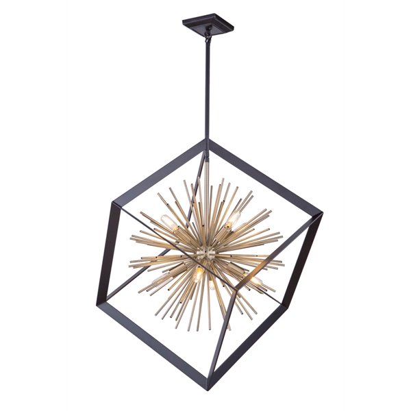 Artcraft Lighting Sunburst AC11440 8-Light Chandelier - 31.5-in x 31.5-in - Matte Black/Satin Brass