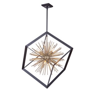 Artcraft Lighting Sunburst AC11440 8-Light Chandelier - 31.5-in x 31.5-in - Matte Black/Satin Brass