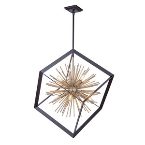 Chandelier à 8 lumières Sunburst AC11440 d'Artcraft Lighting, 31,5 po x 31,5 po, noir mat/laiton satiné