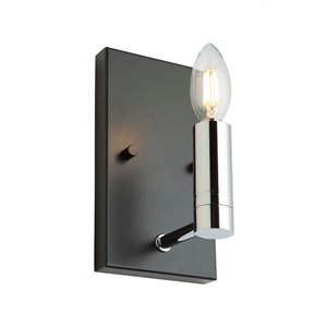 Applique murale à 1 lumière Carlton AC11387 d'Artcraft Lighting, 7,75 po, noir mat/nickel poli