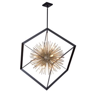 Artcraft Lighting Sunburst AC11441 12-Light Chandelier - 37-in x 38-in - Matte Black/Satin Brass