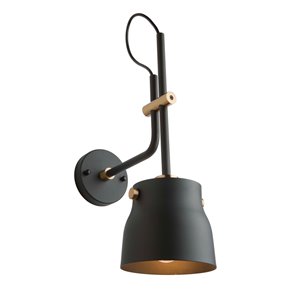 Applique murale à 1 lumière Euro Industrial AC11367VB d'Artcraft Lighting, 19 po, noir mat/laiton