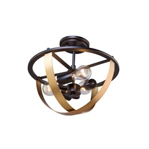 Semi-plafonnier Capri AC11233 d'Artcraft Lighting, 3 lumières, bronze foncé/laiton satiné