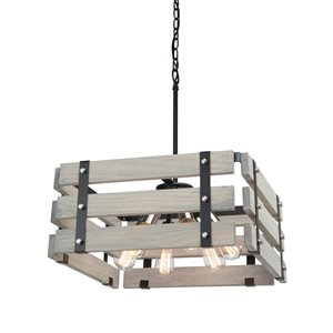 Artcraft Lighting Barnyard AC11496BW 6-Light Chandelier - 19-in x 9-in - Beach Wood