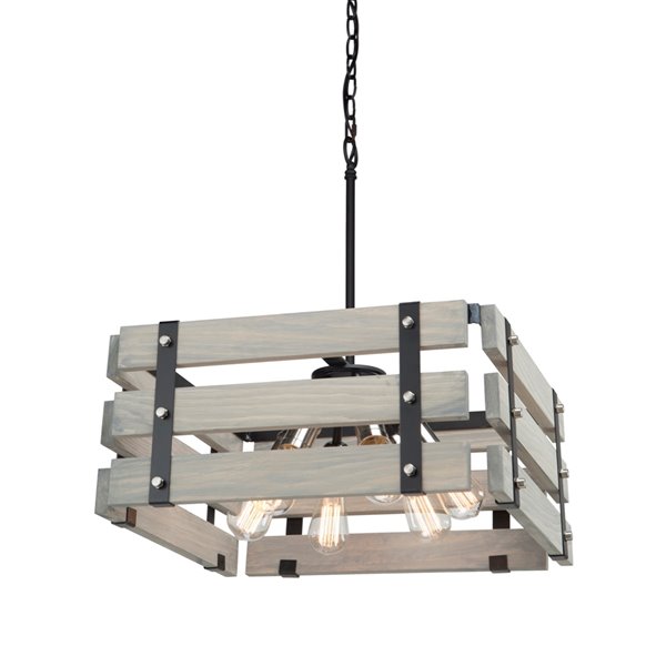 Chandelier à 6 lumières Barnyard AC11496BW d'Artcraft Lighting, 19 po x 9 po, bois