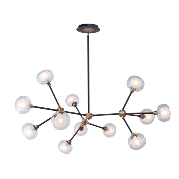 Artcraft Lighting Grappolo Ac7002bg 12 Light Chandelier 47 25 In X 24 Matte Black Vintage Gold Rona Artcraft Lighting Grappolo Ac7002bg 12, 12 Light Chandelier Black