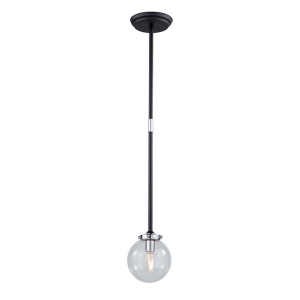 Artcraft Lighting Vero Modo AC11431CL 1-Light Pendant - 5-in x 6.5-in - Matte Black/Chrome