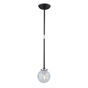 Luminaire suspendu à 1 lumière Vero Modo AC11431CL d'Artcraft Lighting, 5 po x 6,5 po, noir mat/chrome