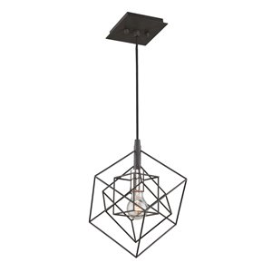 Artcraft Lighting Artistry AC11117PN 1-Light Pendant - 9.75-in x 11.25-in - Matte Black/Polished Nickel