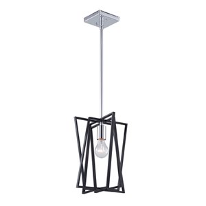 Artcraft Lighting Middleton AC11381 1-Light Pendant - 10-in x 11.75-in - Matte Black/Polished Chrome