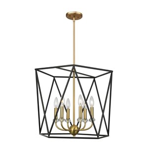 Artcraft Lighting Harmony AC11033 6-Light Chandelier - 20-in x 16.5-in - Black/Satin Brass