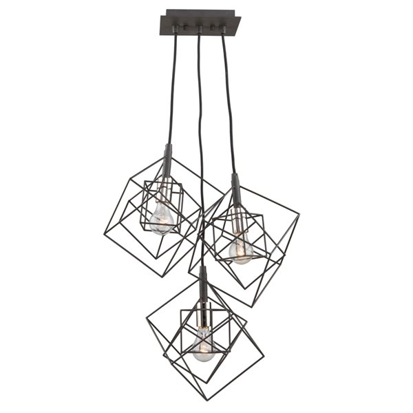 Artcraft Lighting Artistry AC11118PN 3-Light Chandelier - 27.75-in x 12-in - Matte Black/Polished Nickel