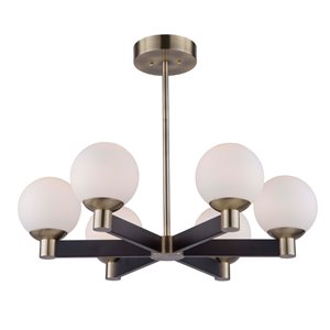 Artcraft Lighting Tilbury AC7096VB 6-Light Chandelier - 28-in x 7.5-in - Matte Black/Brass