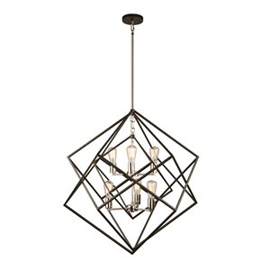 Artcraft Lighting Artistry AC11116PN 6-Light Chandelier - 32-in x 34-in - Polished Nickel/Matt Black