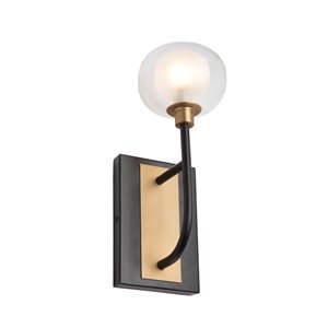 Applique murale à 1 lumière Grappolo AC7001BG d'Artcraft Lighting, 14 po, noir mat/doré ancien