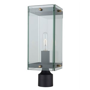 Luminaire extérieur pour poteau Bradgate AC8143BK d'Artcraft Lighting, 1 lumière, 22,25 po, noir mat/laiton
