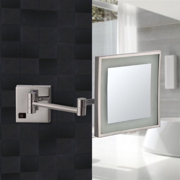 Nameeks Glimmer Wall Mounted Makeup Mirrors In Satin Nickel 4.5-in x 8-in  x 8-in RONA