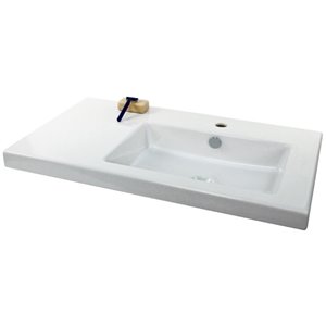 Nameeks Condal Wall Mounted Ceramic Bathroom Sink in White - Square - 31.5-in x 17.72-in