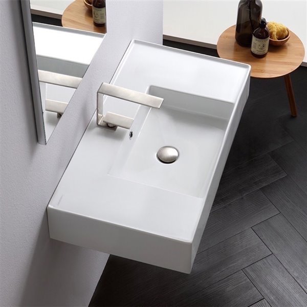 Nameeks Teorema Wall Mounted Sink In White - Rectangular - 17.4-in x 31.9-in