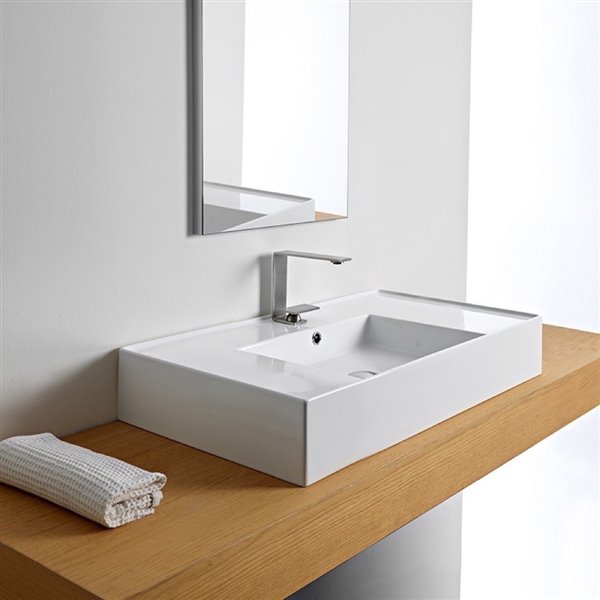 Nameeks Teorema Wall Mounted Sink In White - Rectangular - 17.4-in x 31.9-in