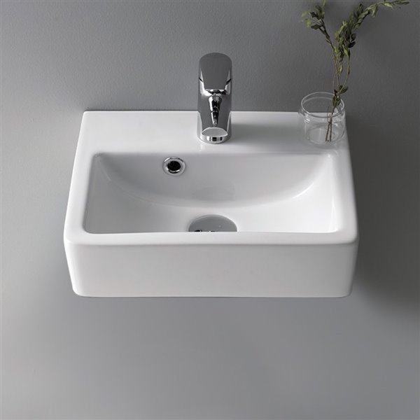 Nameeks Mini Wall Mounted Bathroom Sink in White - Rectangular - 14.76-in x 11.02-in