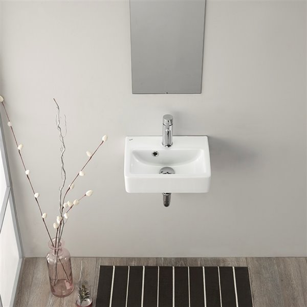 Nameeks Mini Wall Mounted Bathroom Sink in White - Rectangular - 14.76-in x 11.02-in