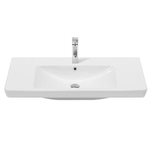 Nameeks Porto Wall Mounted Bathroom Sink in White - Rectangular - 33.6-in x 18.8-in