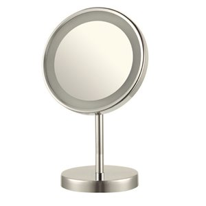 Nameeks Glimmer Free Standing Makeup Mirrors In Satin Nickel - 4-in x 8-in x 8-in