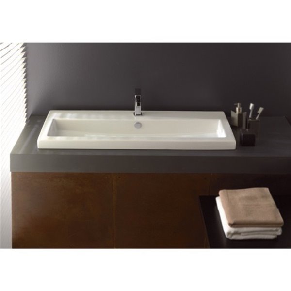 Nameeks Serie 40 Drop-In Ceramic Bathroom Sink - Square - 47.2-in x 15.7-in