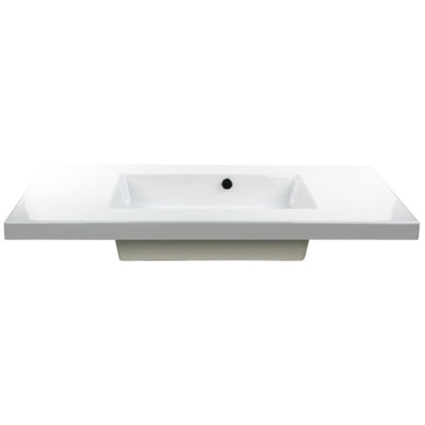 Nameeks Mars Wall Mounted Ceramic Bathroom Sink in White - Square - 41.34-in x 21.26-in