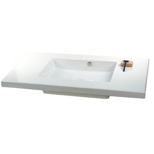 Nameeks Mars Wall Mounted Ceramic Bathroom Sink in White - Square - 41.34-in x 21.26-in