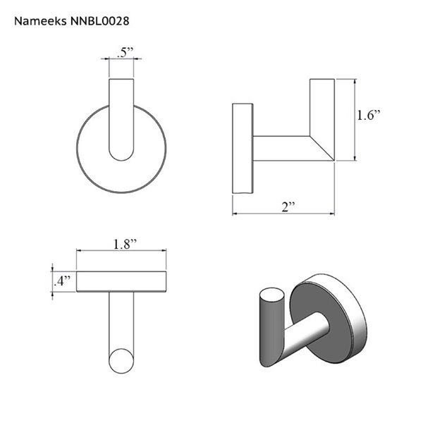 Nameeks Luxury Hotel Wall Mounted Bathroom Hook In Black