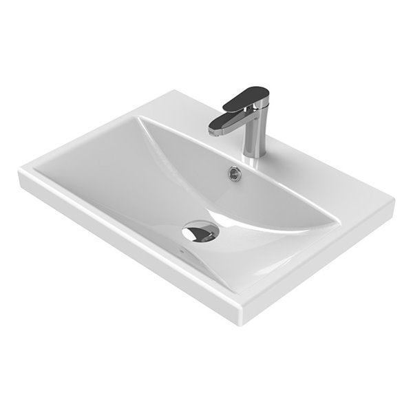 Nameeks Elite Wall Mounted Bathroom Sink in White - Rectangular - 23.62-in x 17.72-in