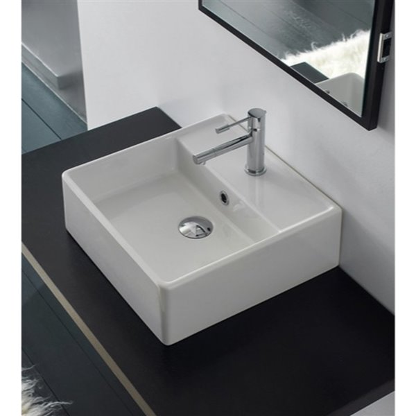 Nameeks Teorema Mounted Bathroom Sink In White - Square - 15.7-in x 15.7-in