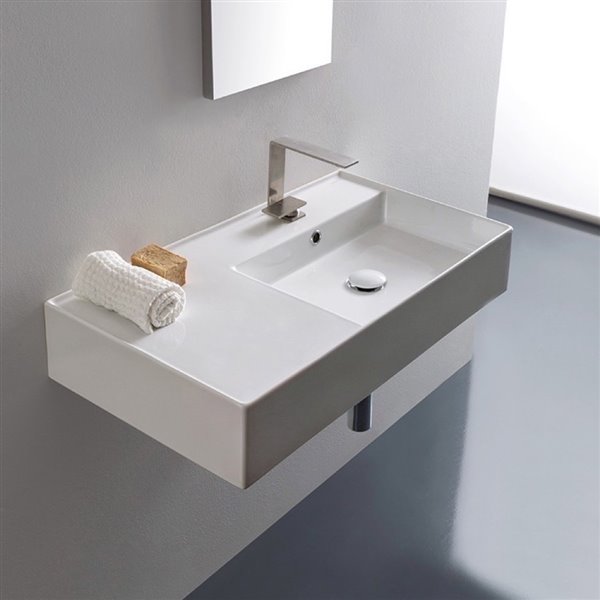 Nameeks Teorema Wall Mounted Sink In White - Rectangular - 17.3-in x 31.9-in