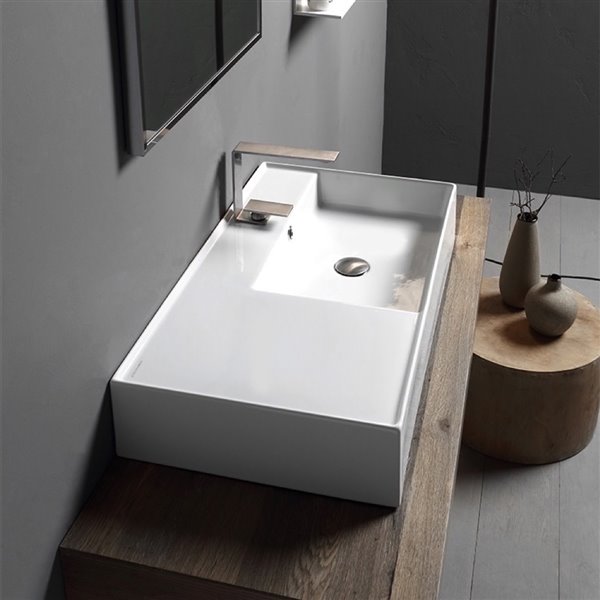 Nameeks Teorema Wall Mounted Sink In White - Rectangular - 17.3-in x 31.9-in