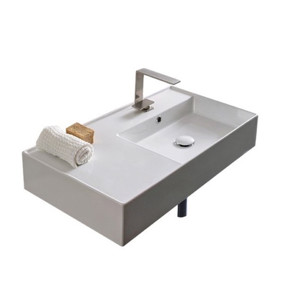 Nameeks Teorema Wall Mounted Sink In White - Rectangular - 17.3-in x 31.9-in