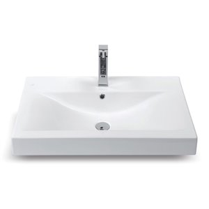 Nameeks Mona Wall Mounted Bathroom Sink in White - Rectangular - 23.6-in x 17.7-in