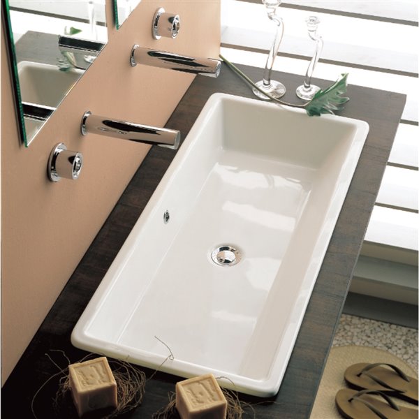 Nameeks Gaia Vessel Bathroom Sink In White - Square - 34.5-in x 15.6-in