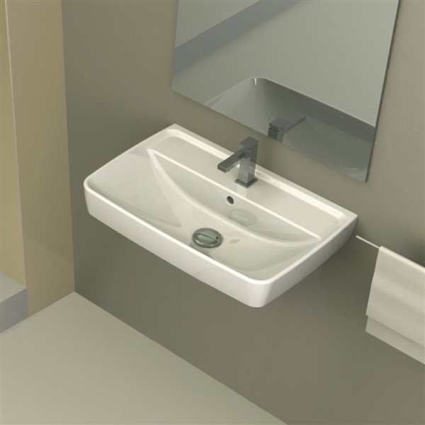 Nameeks Duru Wall Mounted Bathroom Sink in White - Square - 22.62-in x 16-in